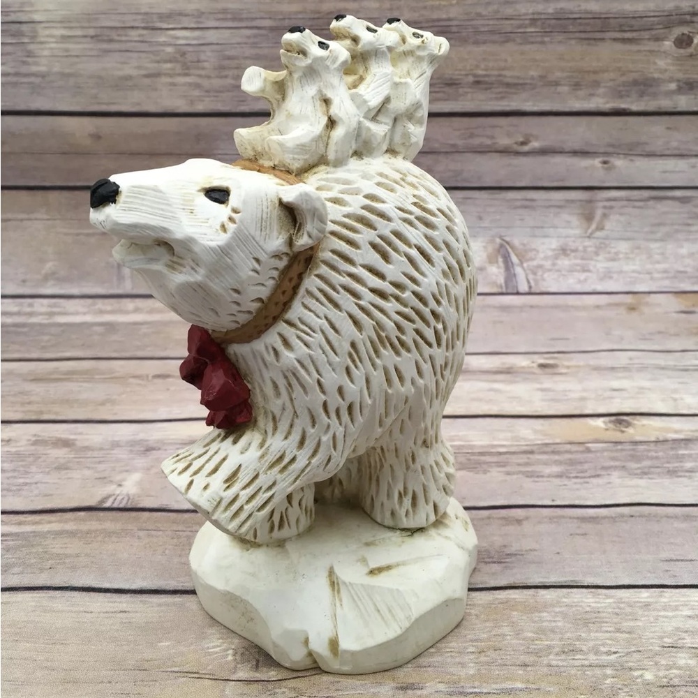 1995 David Frykman Mom & Baby Polar Bear Cubs on Iceberg Figurine